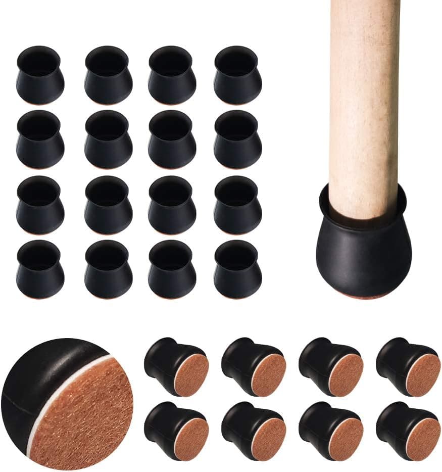 Homberry Chair Leg Cover 24 Pcs Chair Leg Caps Round Furniture Felt Table Feet Covers for Hardwood Floor Feet Cups (Black)