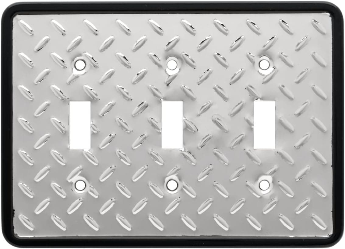 Franklin Brass Diamond Plate Triple Switch Wall Plate/Switch Plate/Cover, Polished Chrome, Packaging may Vary