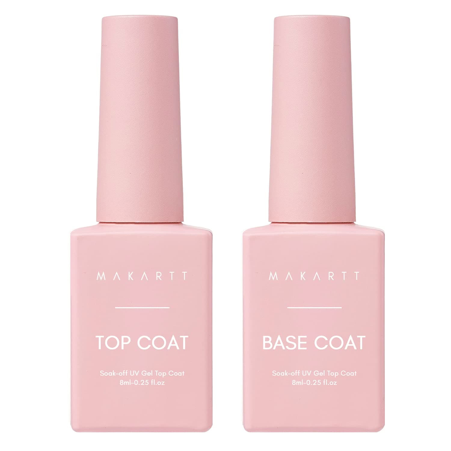 Makartt No Wipe Top Coat and Base Coat Kit, Clear Gloss Shiny Stain Resistant General Gel Top Coat Nail Polish UV and Primer for Acrylic Nails Dip Powder Gel Nail Polish