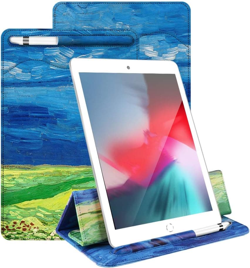 JUQITECH Lightweight Case Sleeve for iPad Pro 9.7/10.5 with Apple Pencil Holder, Trifold Stand PU Leather Slim Protective Microfiber Lining Pouch Cover Case for 9.7 10.5 Inches Apple iPad Pro, Blue