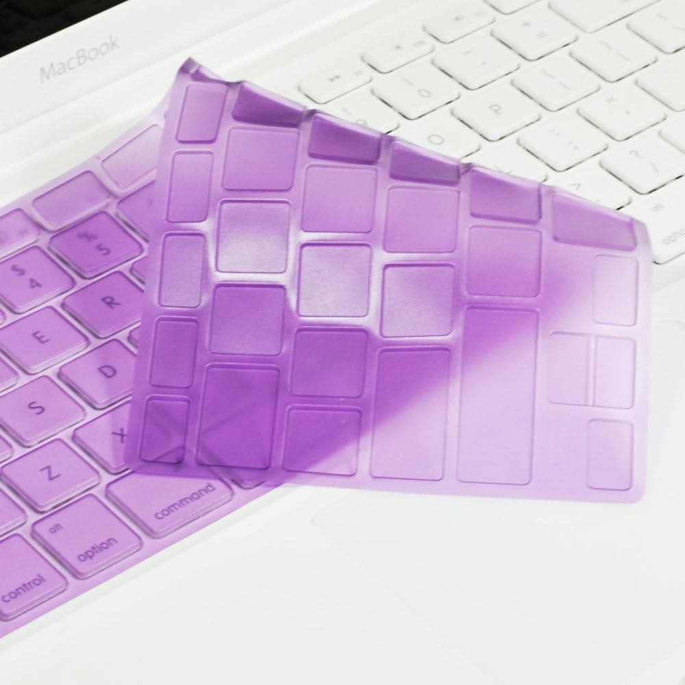 Top Case Extra Slim Transparent TPU Keyboard Cover Skin for Apple MacBook with TOP CASE Mouse Pad (13" MacBook White, Purple)
