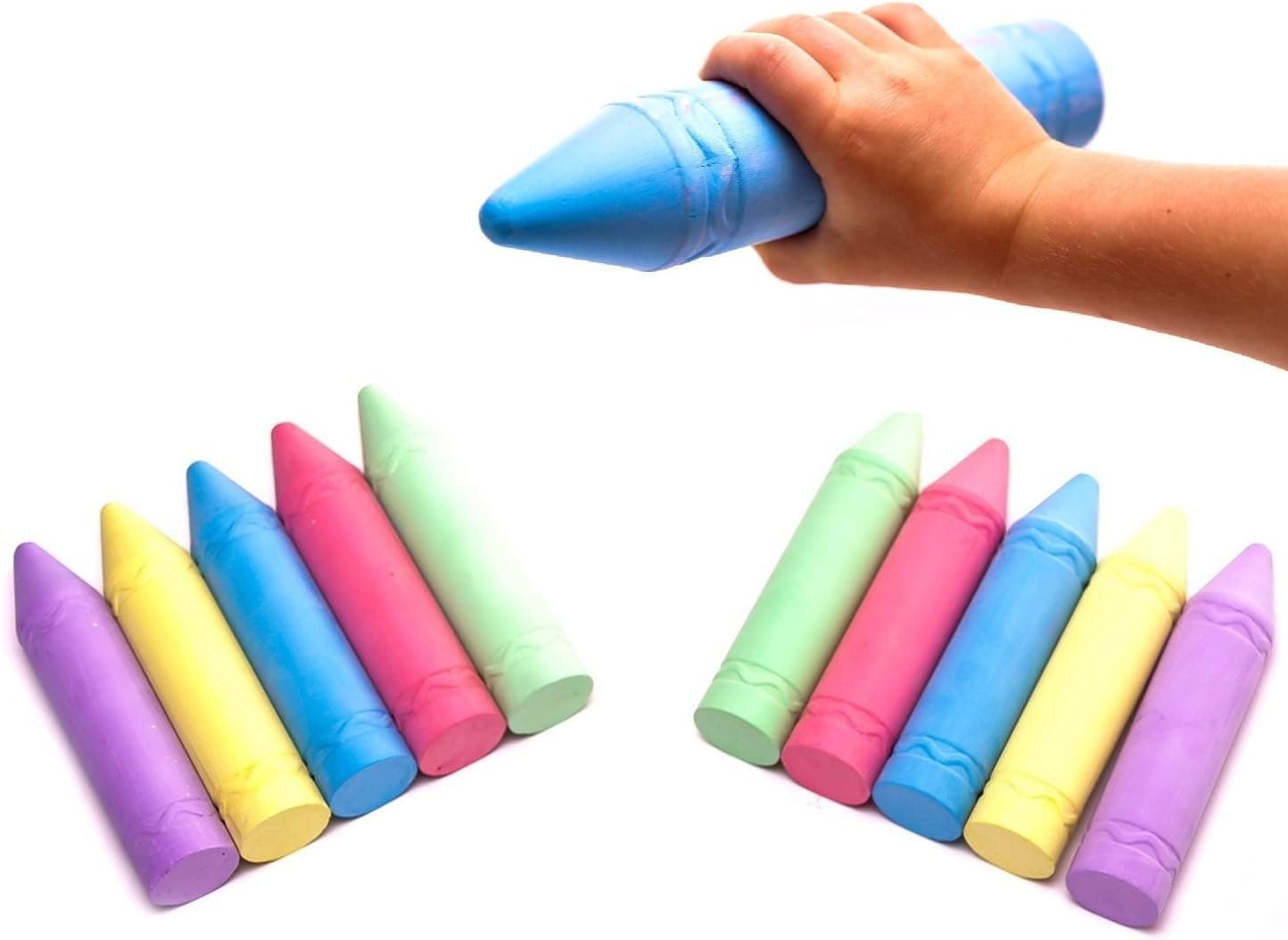 MMP Living Big Chunky Chalk, 10-Pc Set of Solid Colors, 3X The Size of Normal Sidewalk Chalk
