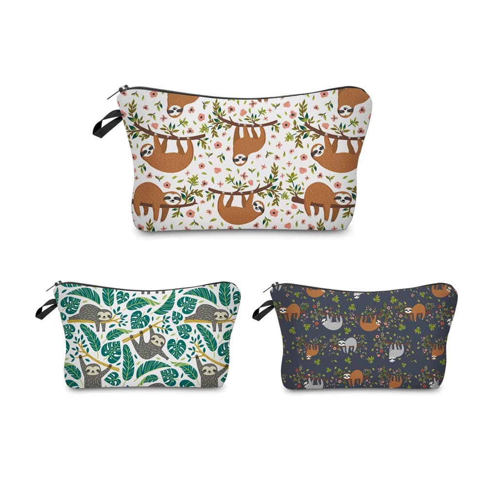 Cosmetic Bag MRSP Makeup bags for women,3 piece set Small makeup pouch Travel bags for toiletries waterproof Sloth gifts