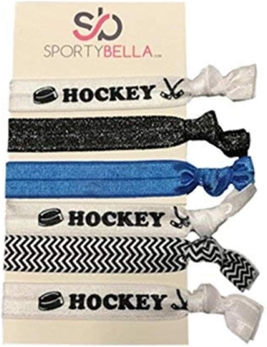 Sportybella Hockey Hair Accessories, Hockey Hair Ties, No Crease Hockey Hair Elastics Set- Pick Team Colors