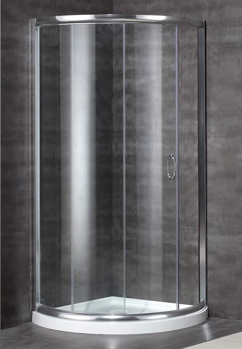 Aston 36" x 36" x 77.5" Semi-Frameless Round Bypass Shower Enclosure with Base, Polished Chrome