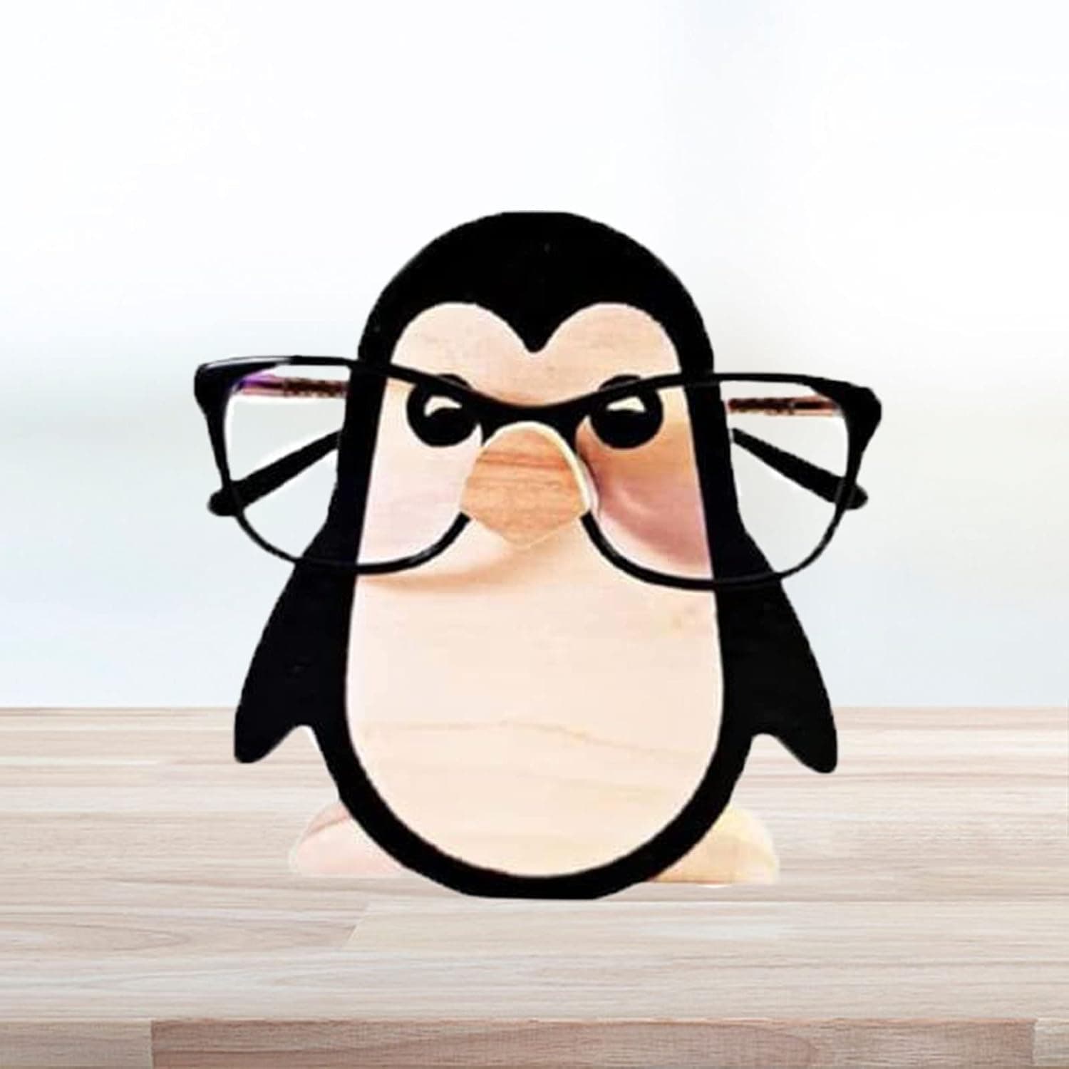 Glasses Holder Stand, Animal Wooden Eyeglass Holder Stand, Spectacle Glasses Stand Eye Glass Holder Stands, Sunglasses Display Rack Creative Desk Decoration Ideal Gifts for Home/ Office Decor(penguin)