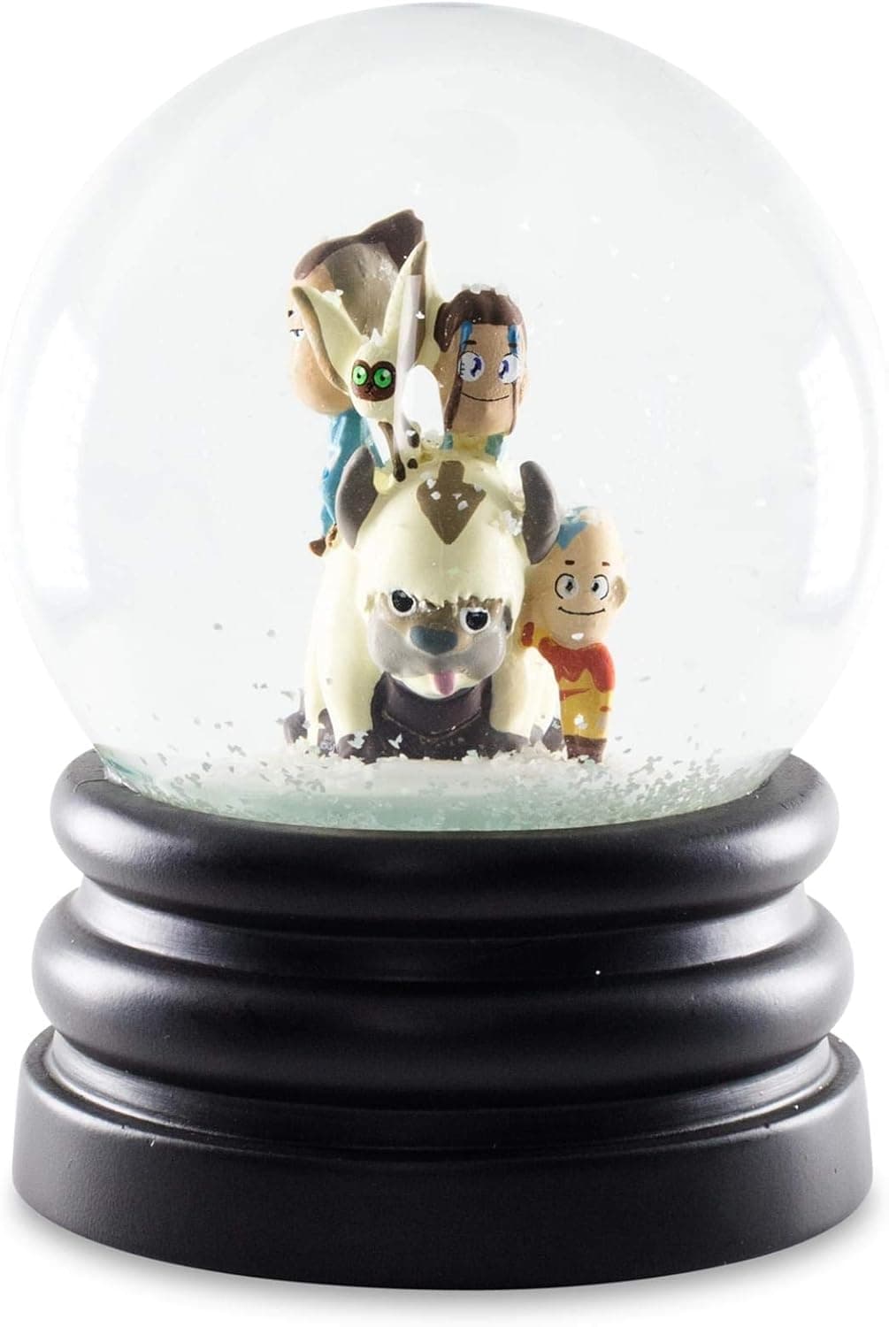 Surreal Entertainment Avatar The Last Airbender 6-Inch Snow Globe Display Piece Decoration Chibi Avatar Aang Katara Sokka Momo, Sky Bison Appa Nickelodeon Collectible Anime Toys Novelty Gifts White