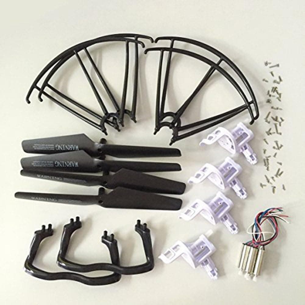 Night Lions Tech(tm) Syma X5 X5c Quadcopter Full Part Set 4motors Propellers Landing Skid Protectors Motor Base and All Screws (Black Color)