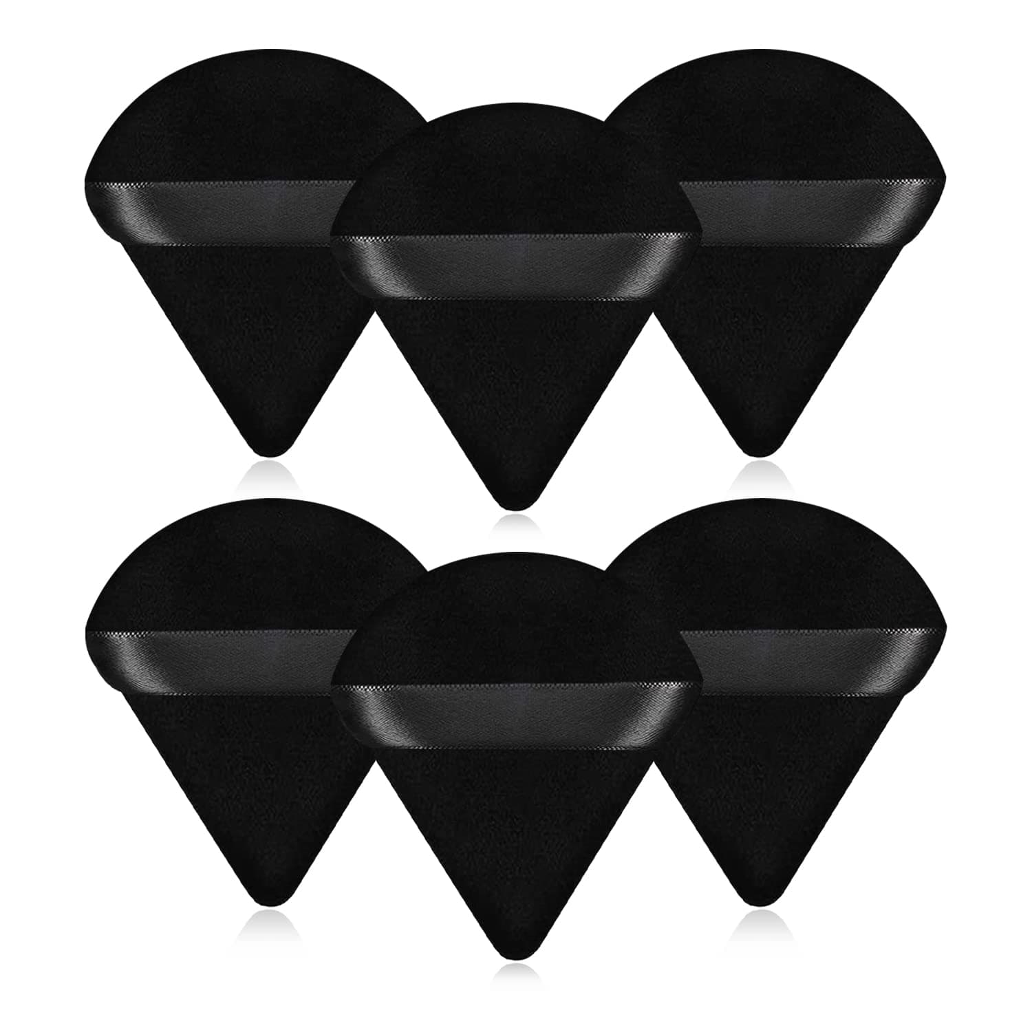 6 Pcs Powder Puff Face Soft Triangle Makeup Velour Powder Puffs For Loose Powder Mineral Powder Body Powder Cosmetic Foundation Wedge Shape Puff Beauty Powder Wet and Dry Use Makeup Tool-Black