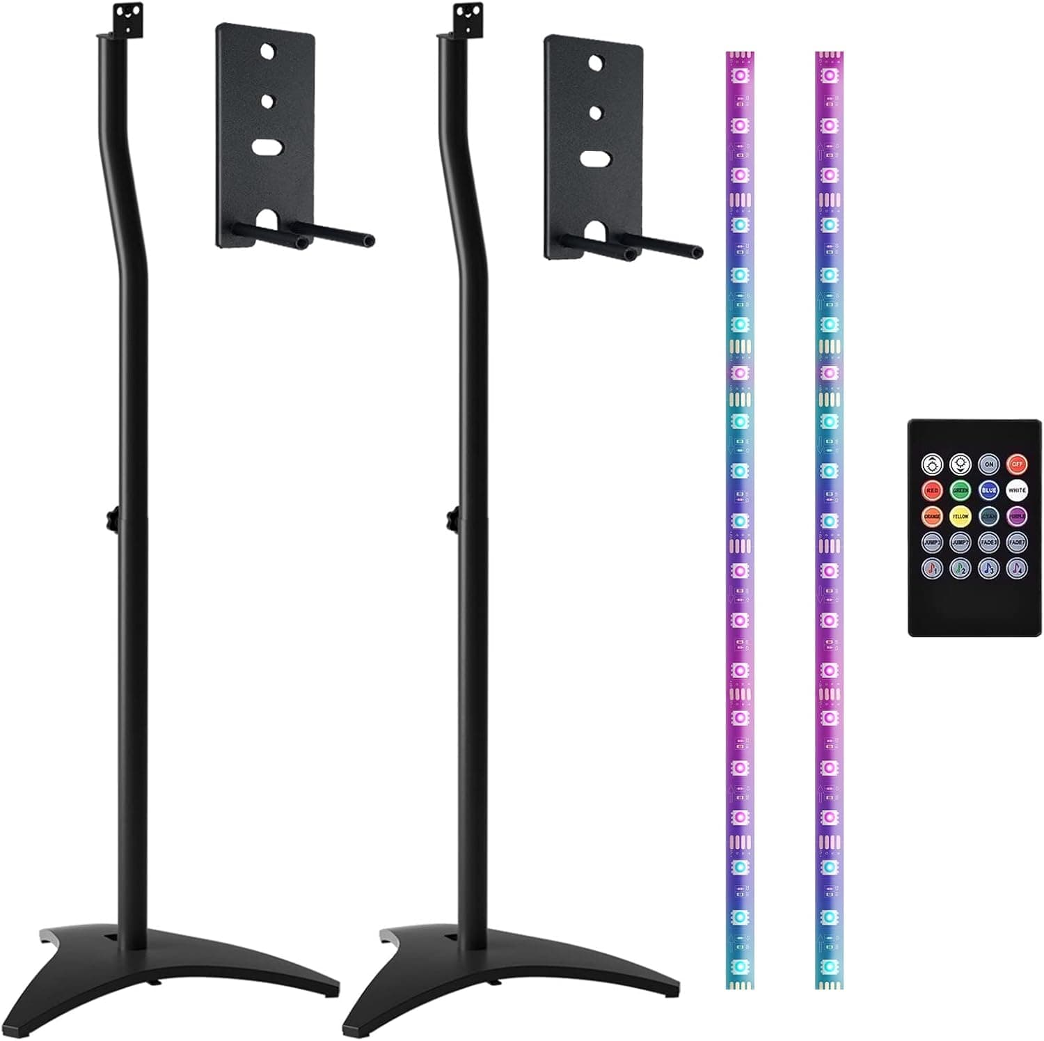 Adjustable Speaker Stand with RGB Color LED Strip Lights for Bose Omnijewel Lifestyle 650, Surround Speaker 700, Floor Speaker Stand Extends 33" to 44", with OmniJewel Bracket and Dustproof Scarf