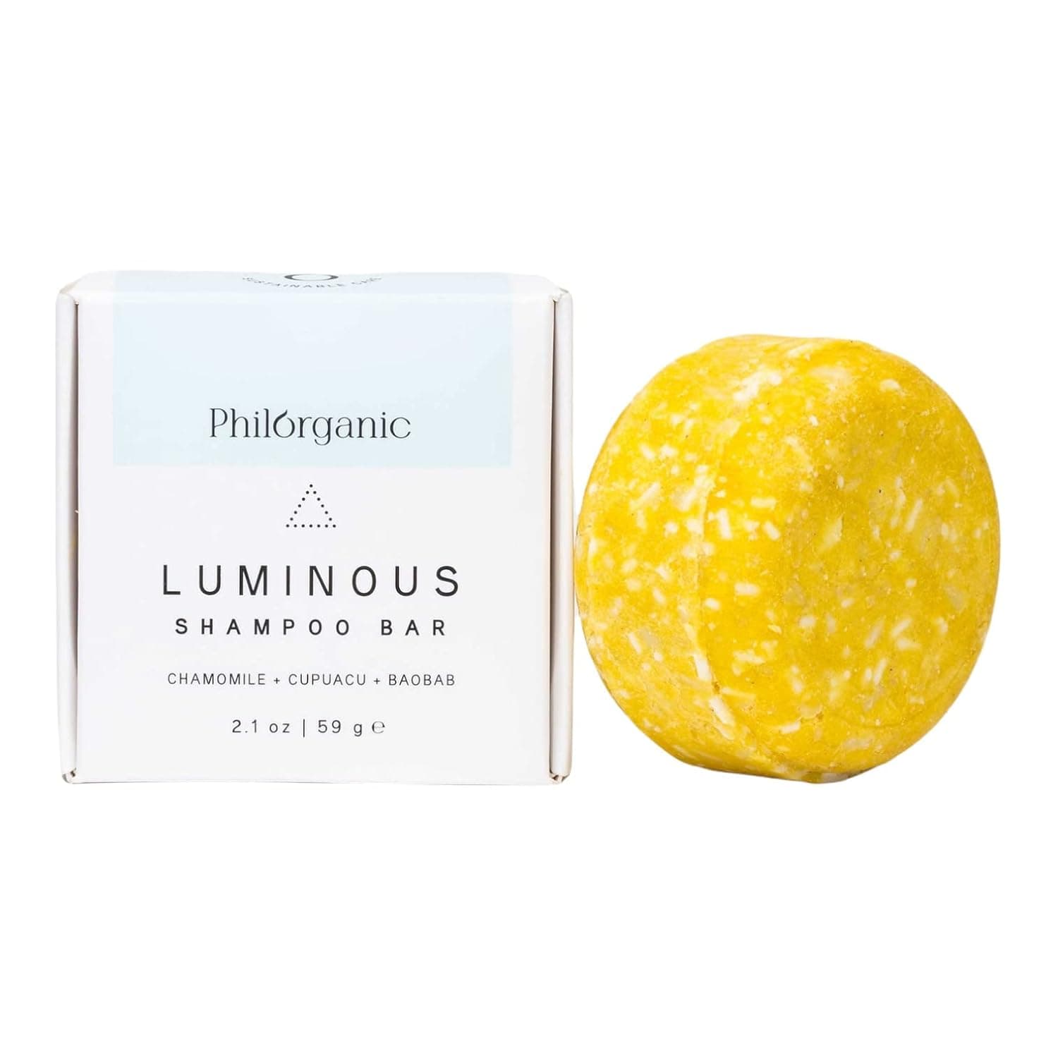 Philorganic Luminous Solid Shampoo Bar for Normal to Dry Hair- Eco-Friendly, Sulfate Free, Sustainable, Plastic Free - with Chamomile, Cupuacu Butter and Baobab - Made in USA with All Natural and Organic ingredients - Best Anti- Frizz Ever - Ph Balanced - No Parabens - Non GMO - Free of Synthetic Ingredients, Great for Travel  -  Handcrafted with love and  thinking in your well being