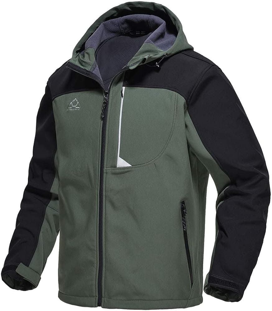 Gopune Men's Softshell Hiking Jacket Fleece Lined Waterproof Lightweight Hooded Coat