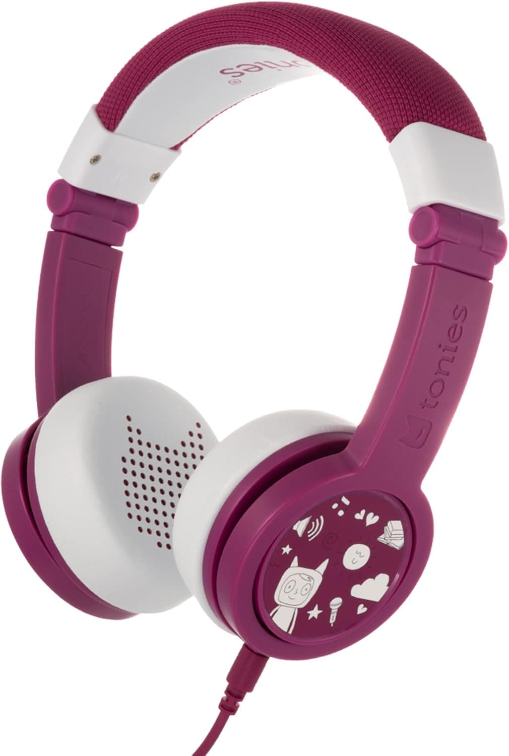 Tonies Foldable Wired Headphones for Kids - Comfortably Designed to fit On-Ear - Works with Toniebox and All 3.5mm Devices - Purple