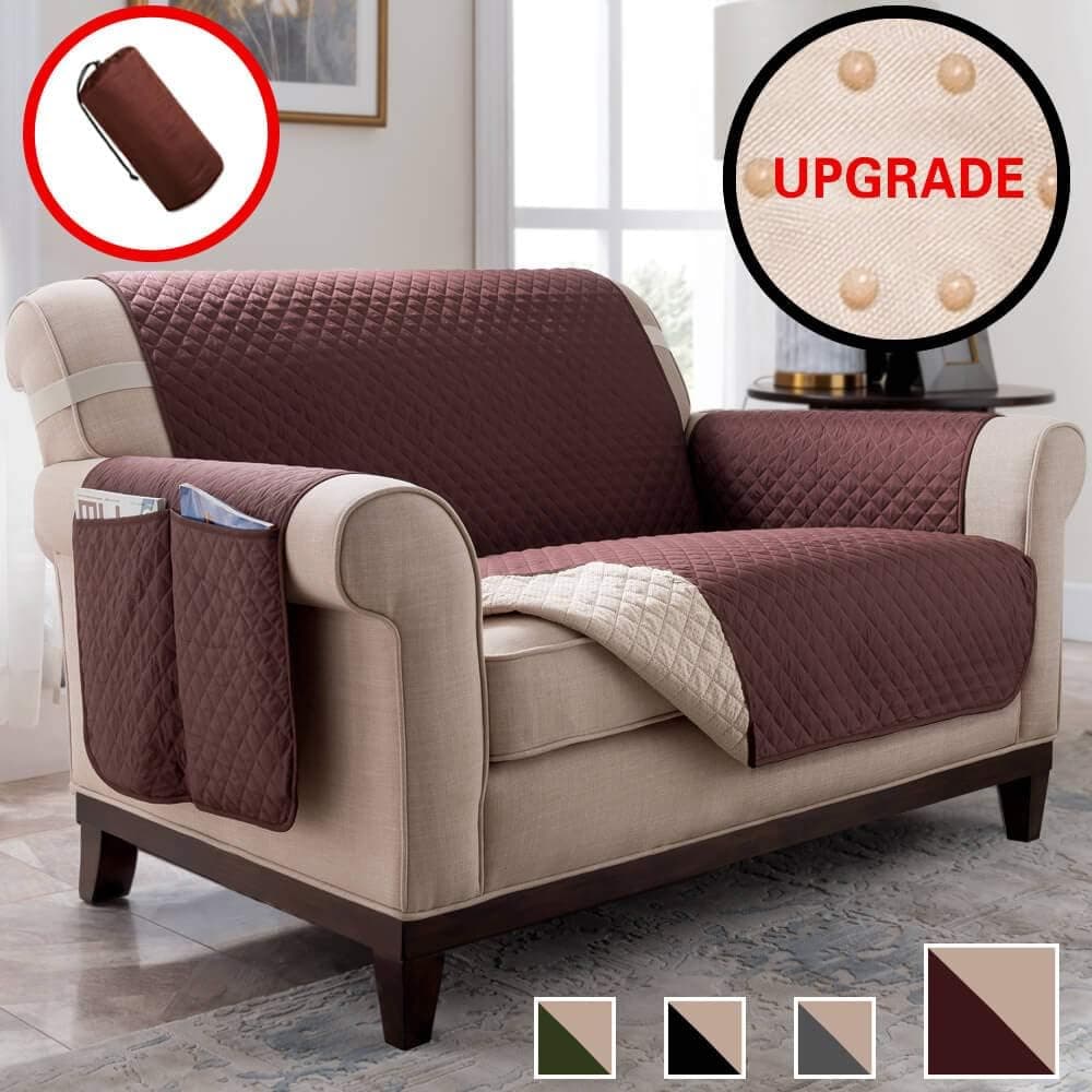 Vailge Chair Covers, Durable Chair Protector with Back Non-Slip Dots,Machine Washable Chair Covers for Dogs, Children, Pets(Chair:Chocolate)