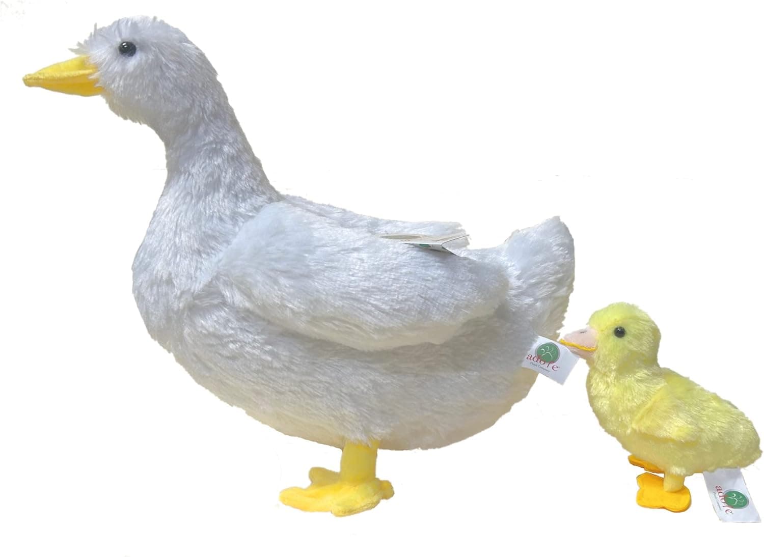 Adore 13" Standing Donna The White Duck with Duckling Plush Stuffed Animal Toy