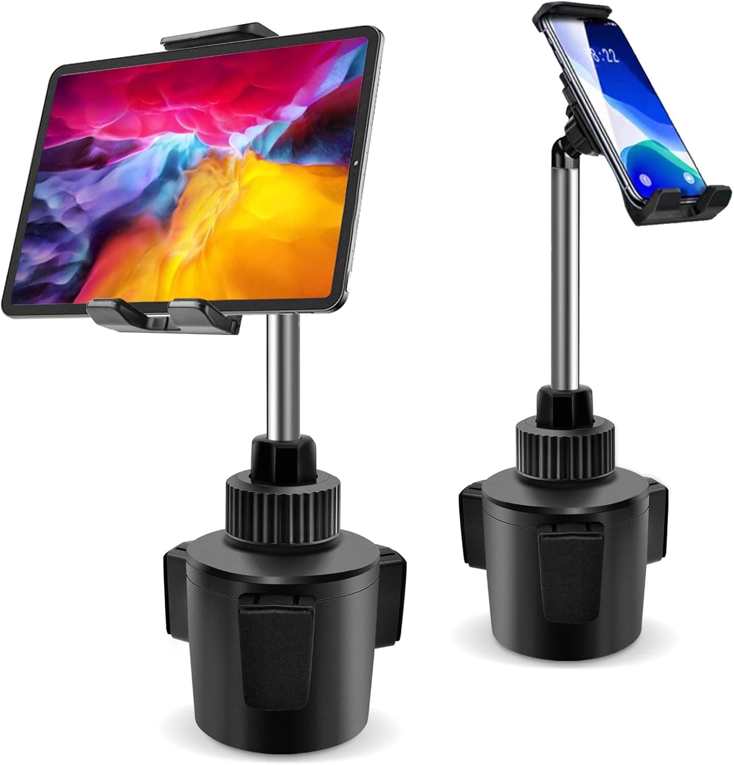 Car Cup Holder Tablet Mount, Adjustable iPad Car Tablet Holder Phone Holder Car Mount Compatible with iPhone 12 iPad 11 Pro Samsung Galaxy Tab S10 S9