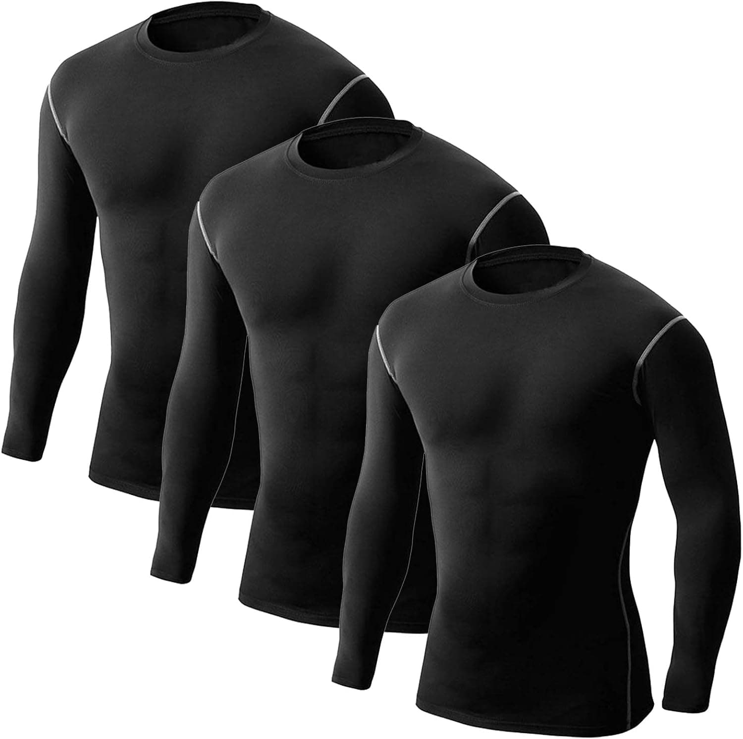 3 Packs Athletic Shirts for Men, Cooling Shirts for Men, Long Sleeve Compression Shirts for Men, Workout Tops for Men