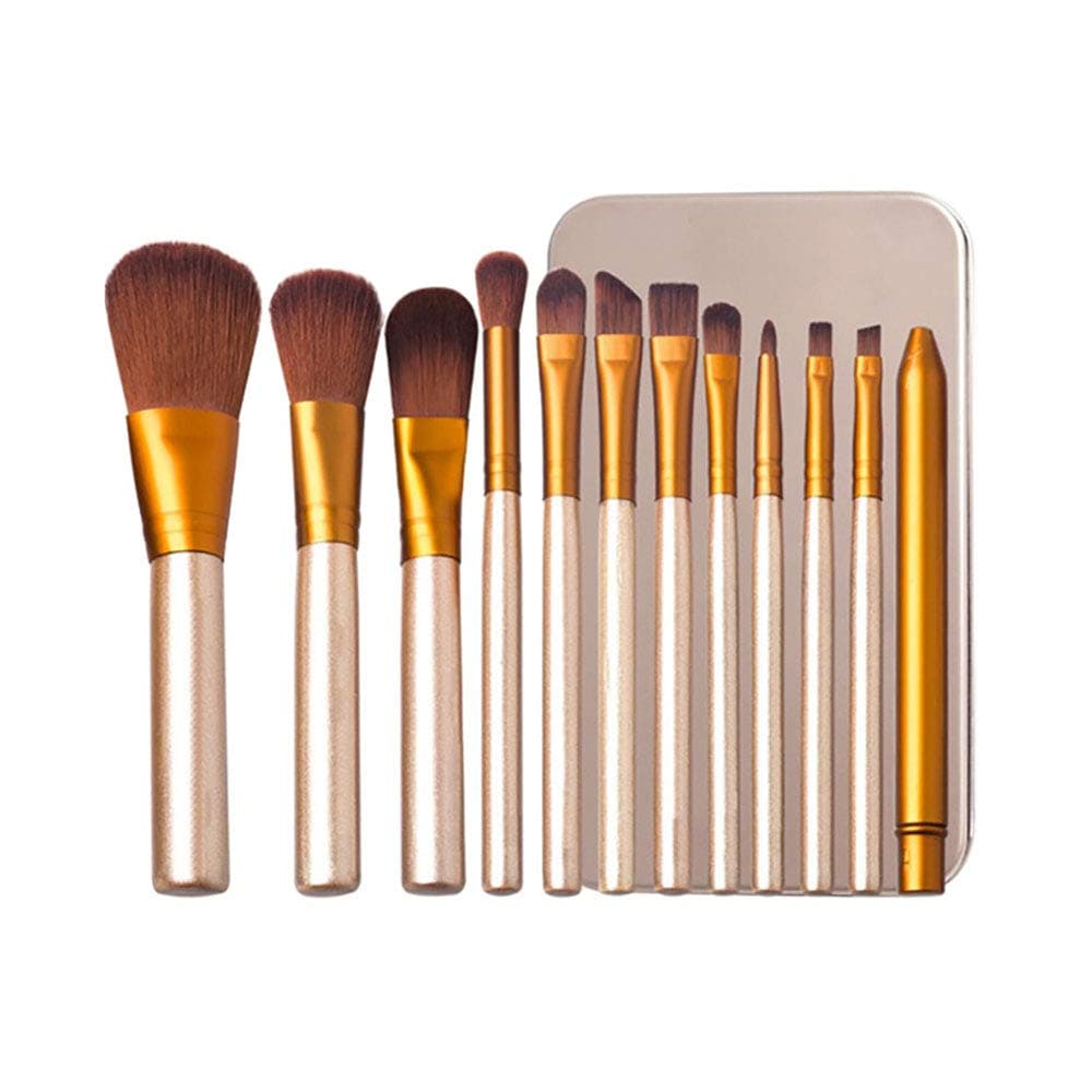 AMarkUp 12 Piece Makeup Brush Sets Premium Face Kabuki Foundation Blending Blush Brush (Gold)