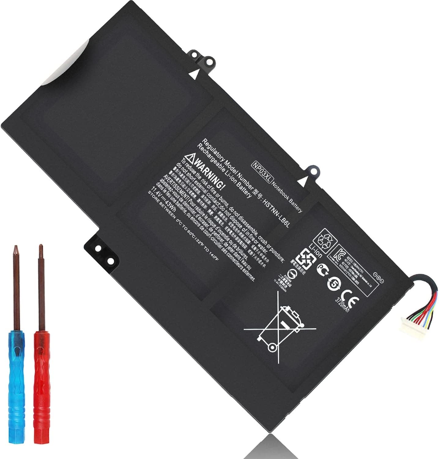 NP03XL 760944-421 Battery for HP Envy X360 15-U010DX 15-U011DX 15-U110DX 15-U111DX 15-U473CL 15-U483CL Pavilion X360 13-A010DX 13-A110DX 13-A113CL 13-A013CL 761230-005 HSTNN-LB6L TPN-Q146 11.4V 43Wh