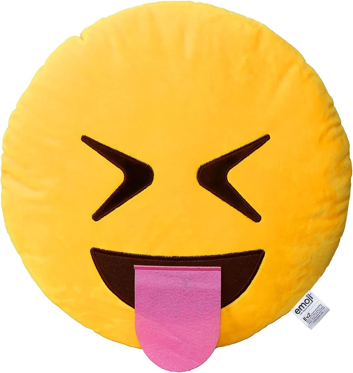 EvZ Emoji Exciting Face Emoticon Cushion Stuffed Plush Soft Pillow, Official Certified, 32cm Yellow