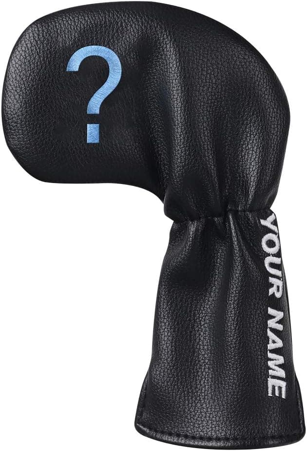 Big Teeth Golf Iron Club Covers Long Neck Iron Club Covers Golf Club Covers Black, Synthetic Leather Iron Head Covers Golf Club Covers with Blue Tag, Waterproof Iron Covers Also Custom Your Name