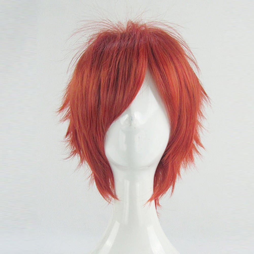 Fate Stay Night Shirou Emiya Orange Red Short Cosplay Wig + Free Wig Cap