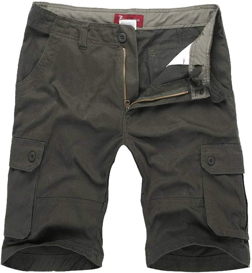 CATERTO Men's Active Cargo Shorts Cotton Outdoor Wear Lightweight(Army Green,36)