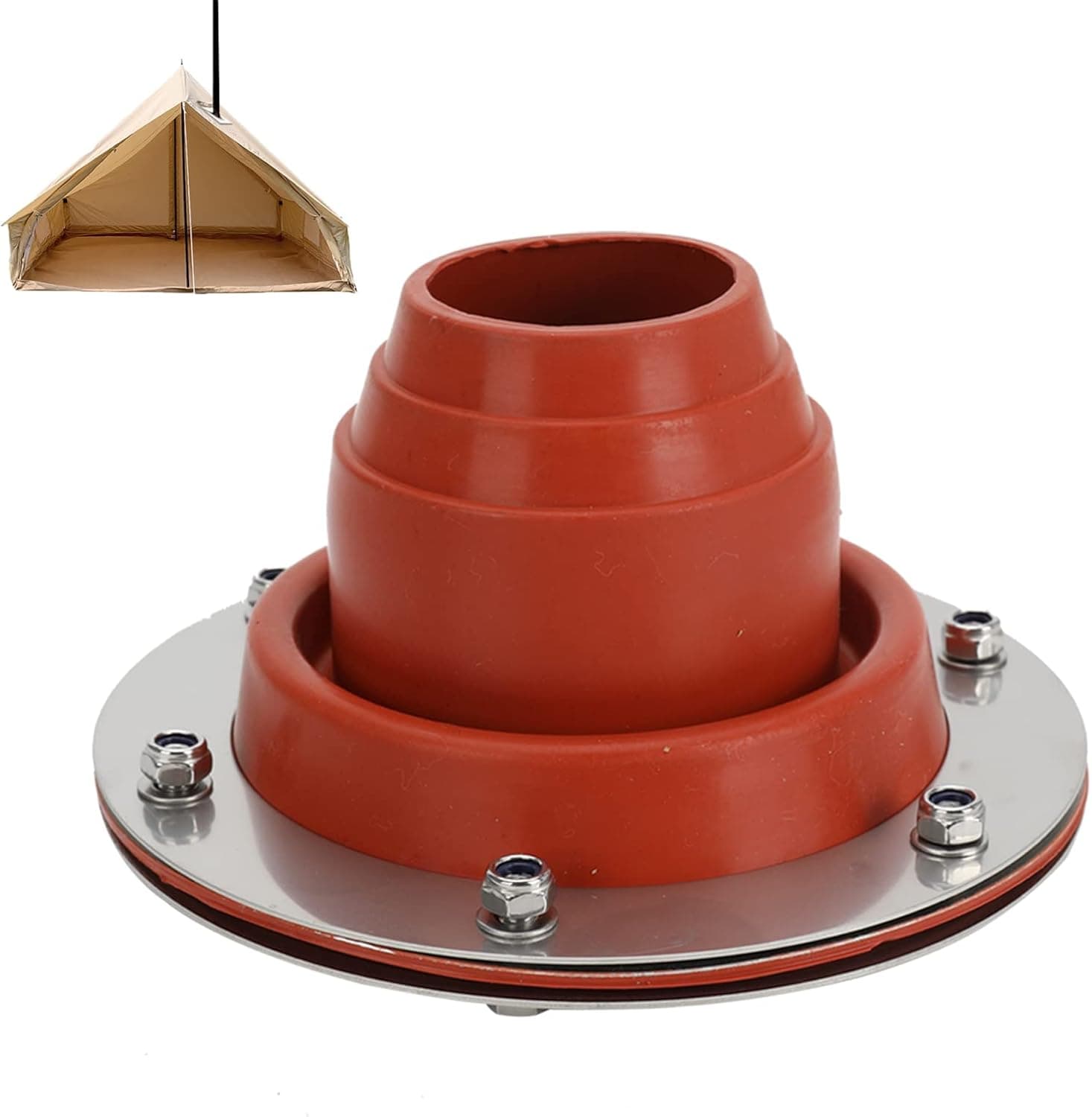 Tent Flashing Kit, 2 Silicone High Temp Tent Roof Stove Jack Kit for Bell Tent, Yurt, Wood Burner, Travel Stove, Compatible Triple Wall Pipe Sections.