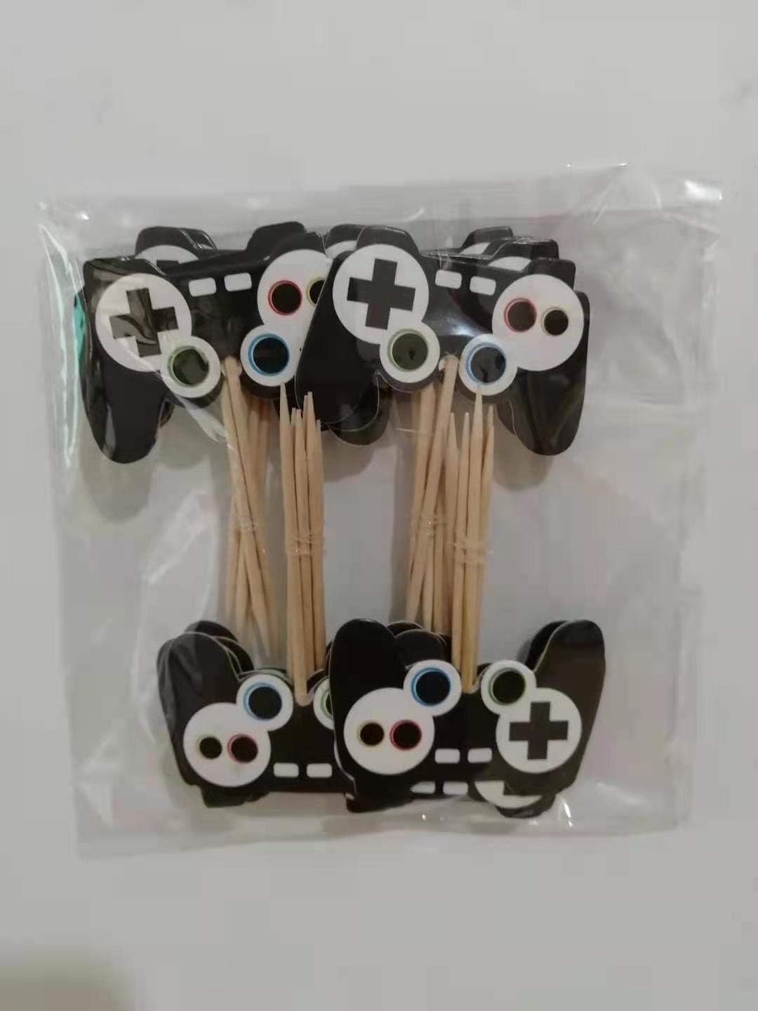 24 pcs Video Game Controllers Cupcake Toppers-Gamepad Cake Picks-Video Game Birthday Party Supplies for Game Fans