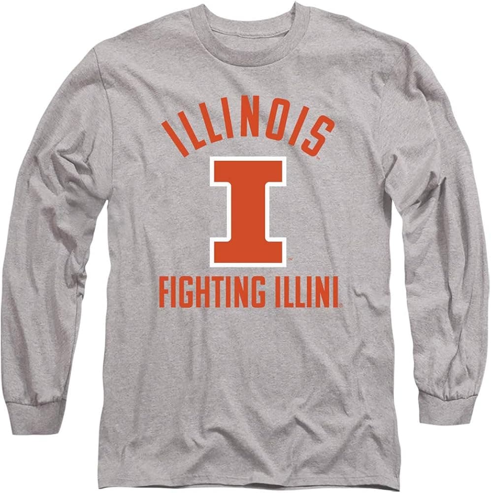 University of Illinois Official One Color UIUC Logo Unisex Adult Long-Sleeve T Shirt