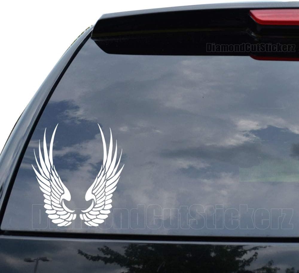 Tribal Art Angel Wings Decal Sticker Car Truck Motorcycle Window Bumper Laptop Wall Decor - Size (05 inch / 13 cm Tall) - Color (Gloss White)