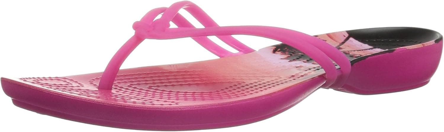 crocs Women's Isabella Graphic W Flip Flop, Candy Pink/Tropical, 8 M US