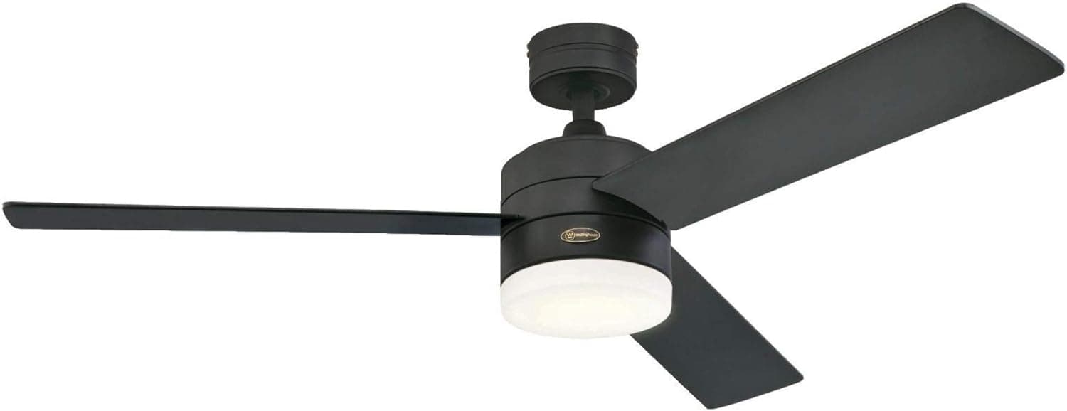 Westinghouse Lighting 7205900 Alta Vista 52-Inch Matte Black, Dimmable LED Light Kit with Opal Frosted Glass, Remote Control Included Indoor Ceiling Fan (Renewed)