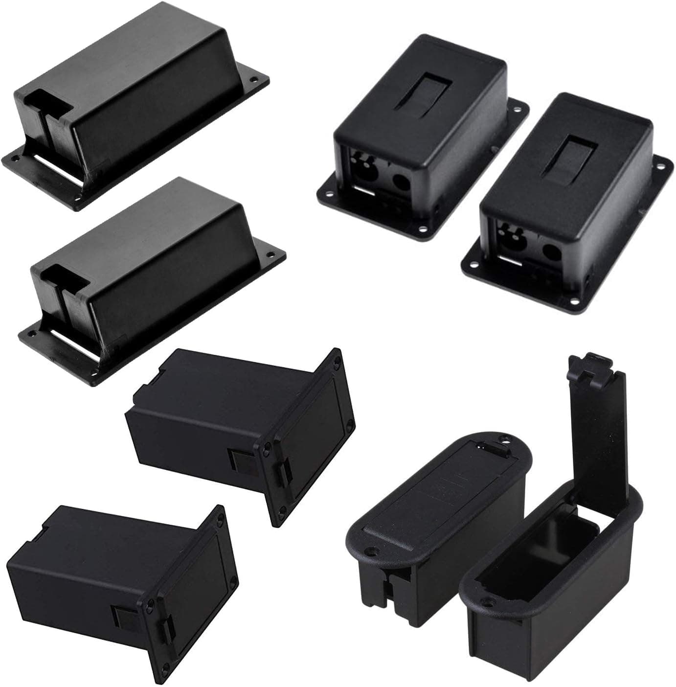 Timiy 4 Types 8pcs Black Plastic 9v Battery Holder Case BOX Base for Active Guitar Bass No Terminal