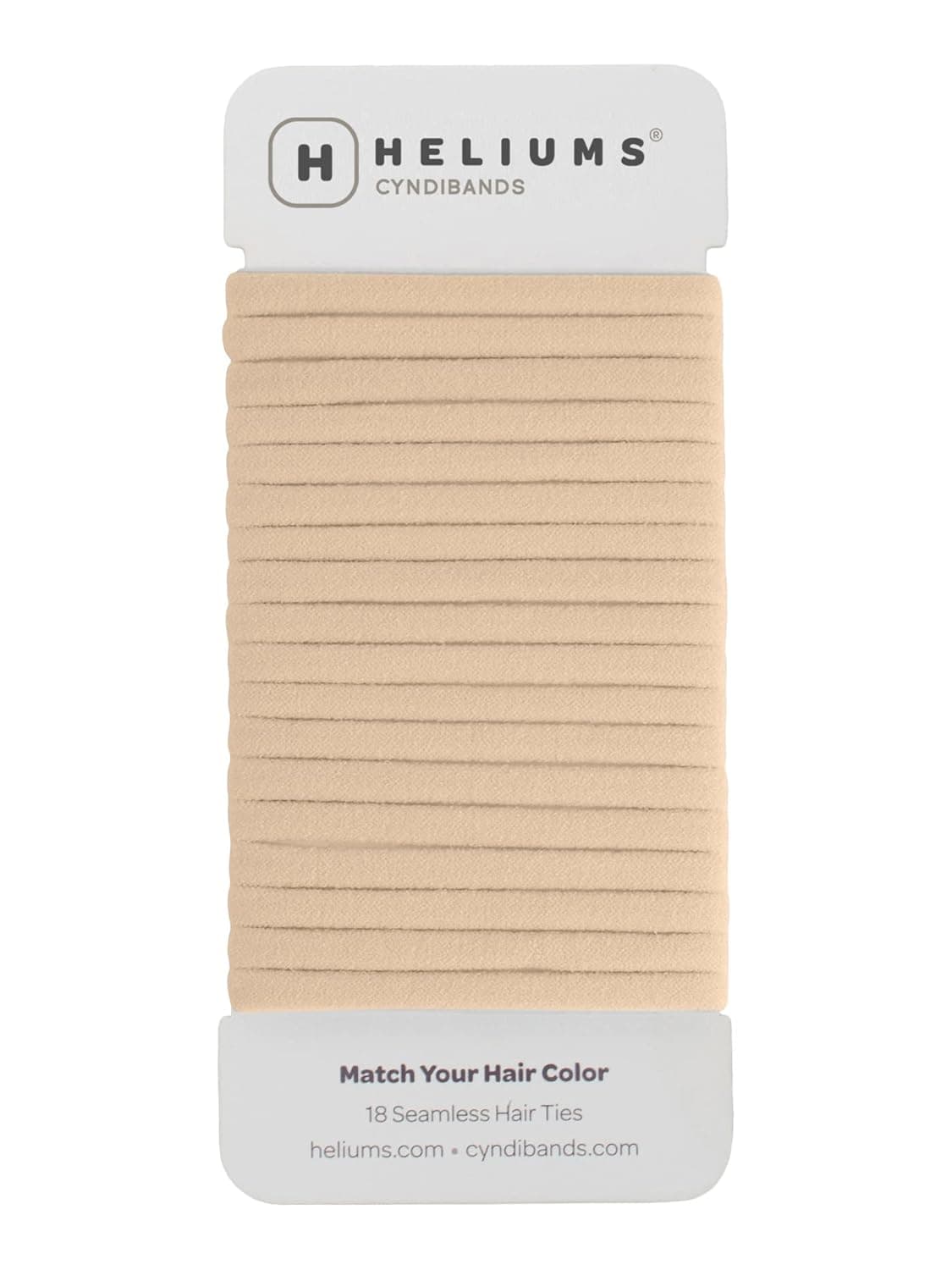 Heliums Beige Blonde Skinny Seamless 6mm Medium Hold Soft Nylon Fabric Rolled Ponytail Holders - 18 Hair Ties