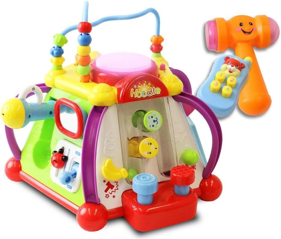 ToyThrill 15 Game Baby Activity Cube Play Center - Happy Small World Fun Child Development Toy with Sounds, Lights, Music and More