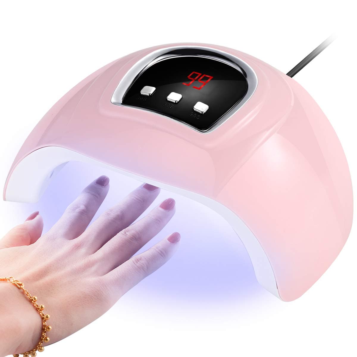 UV Led Nail Lamp 54W, Professional UV Led Nail Lamp for Gel Polish Gel Nail Polish Dryer 18 LEDs Beads Sensor 3 Timers Auto for UV Gel Nail Polish (USB Port)
