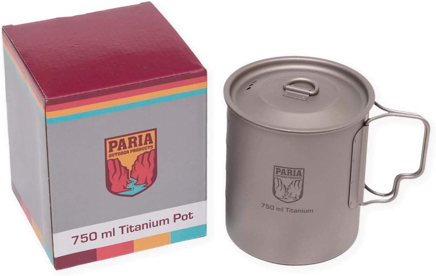 Paria Outdoor Products Titanium Pot with Lid - Ultralight, Compact and Extremely Durable - Perfect for Backpacking and Camping
