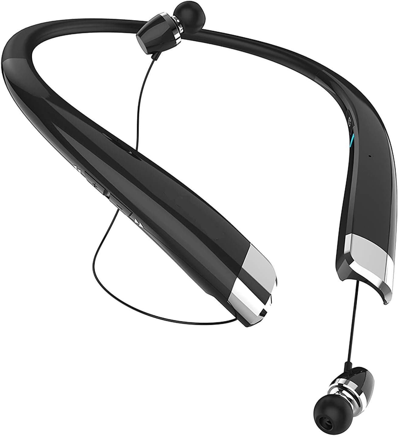 Bluetooth Headphones, LGHBS-1200 Bluetooth Headset Wireless Stereo Sweatproof Neckband Sport Earbuds with Mic and Retractable Earbuds for iPhone, Android, Tablets, TV (Black)
