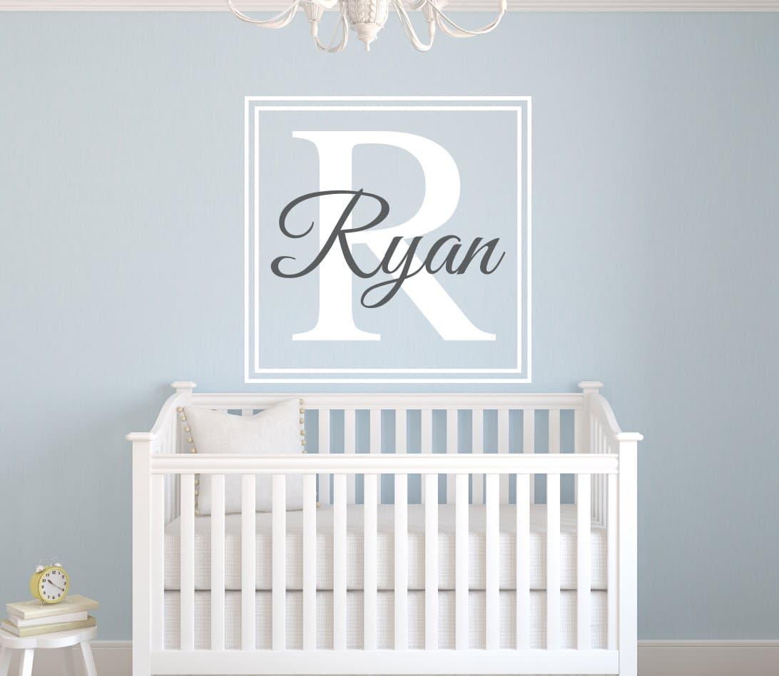 Custom Square Boy Name Wall Decal - Boys Kids Room Decor - Nursery Wall Decals - Monogram Wall Decal Stickers