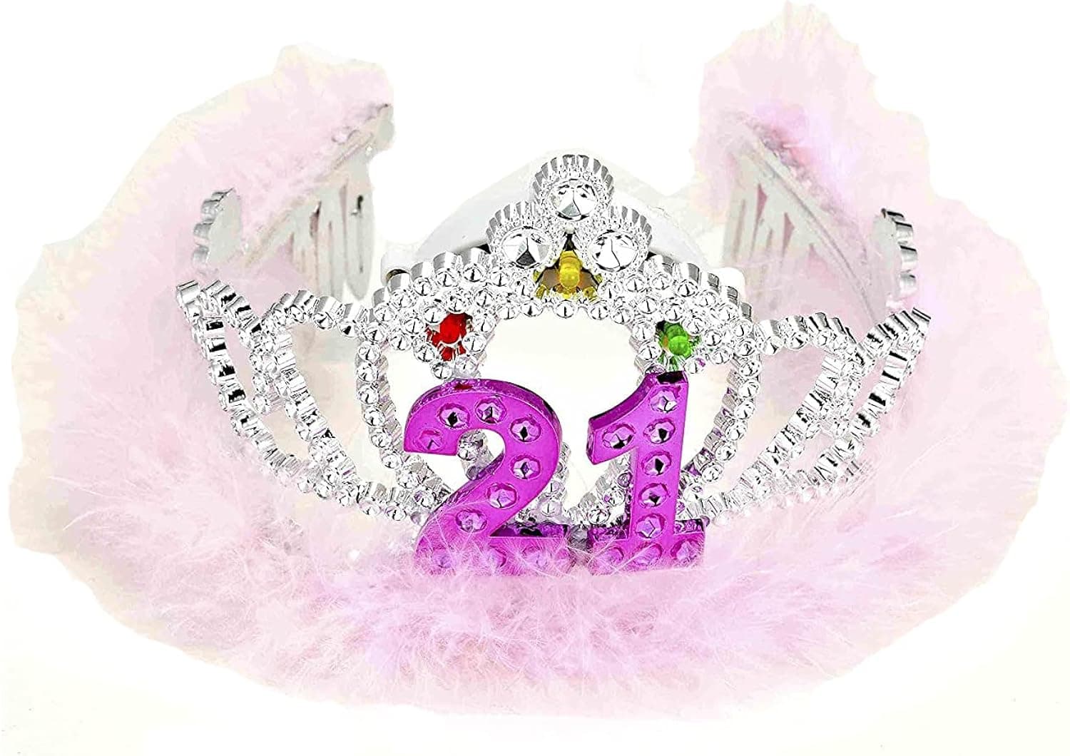 Forum Novelties unisex-adult Flashing Tiara With Pink Faux-fur