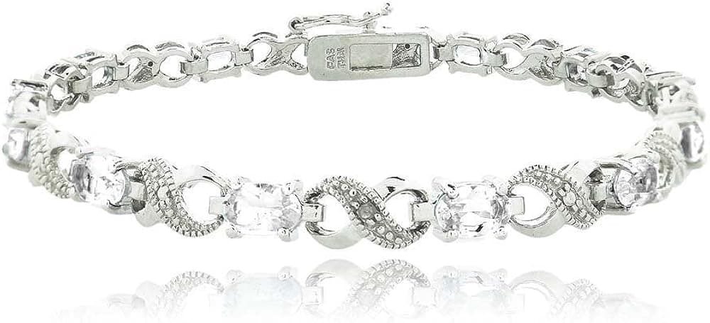 6.6ct White Topaz & Diamond Accent Infinity Bracelet