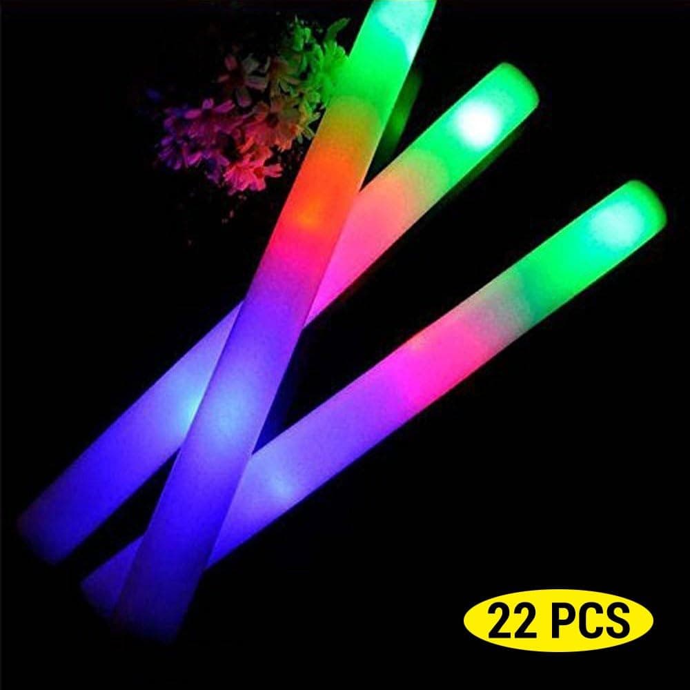 16" LED Light Up Glow Sticks- Multicolor Changing 3 Mode Flashing Foam Sticks Light Baton Wand Toy for Party, Festivals, Raves, Birthdays, Concert, Wedding, Children Toy by Blu7ive (22 Pack)