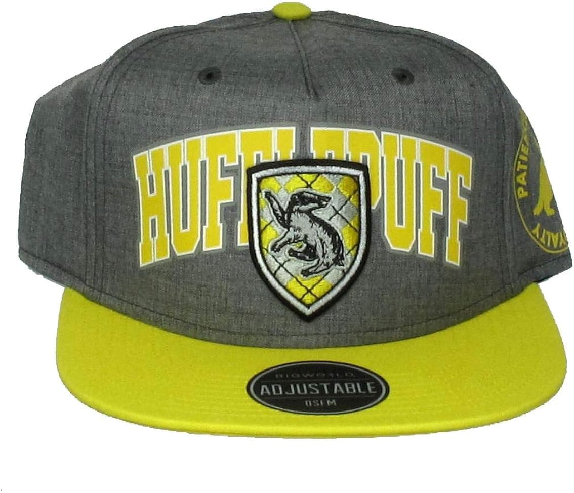 Harry Potter Hufflepuff Varsity Snapback Hat, One Size Fits Most Gray