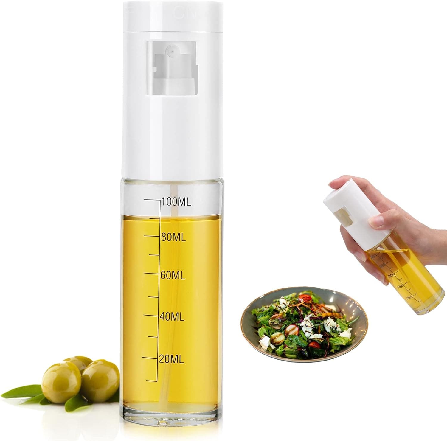WeBravery Oil Sprayer for Cooking, 120ml Glass Bottle Olive Sprayer for Baking, Air Fryer, BBQ, Salad, Roasting, Fried Steak