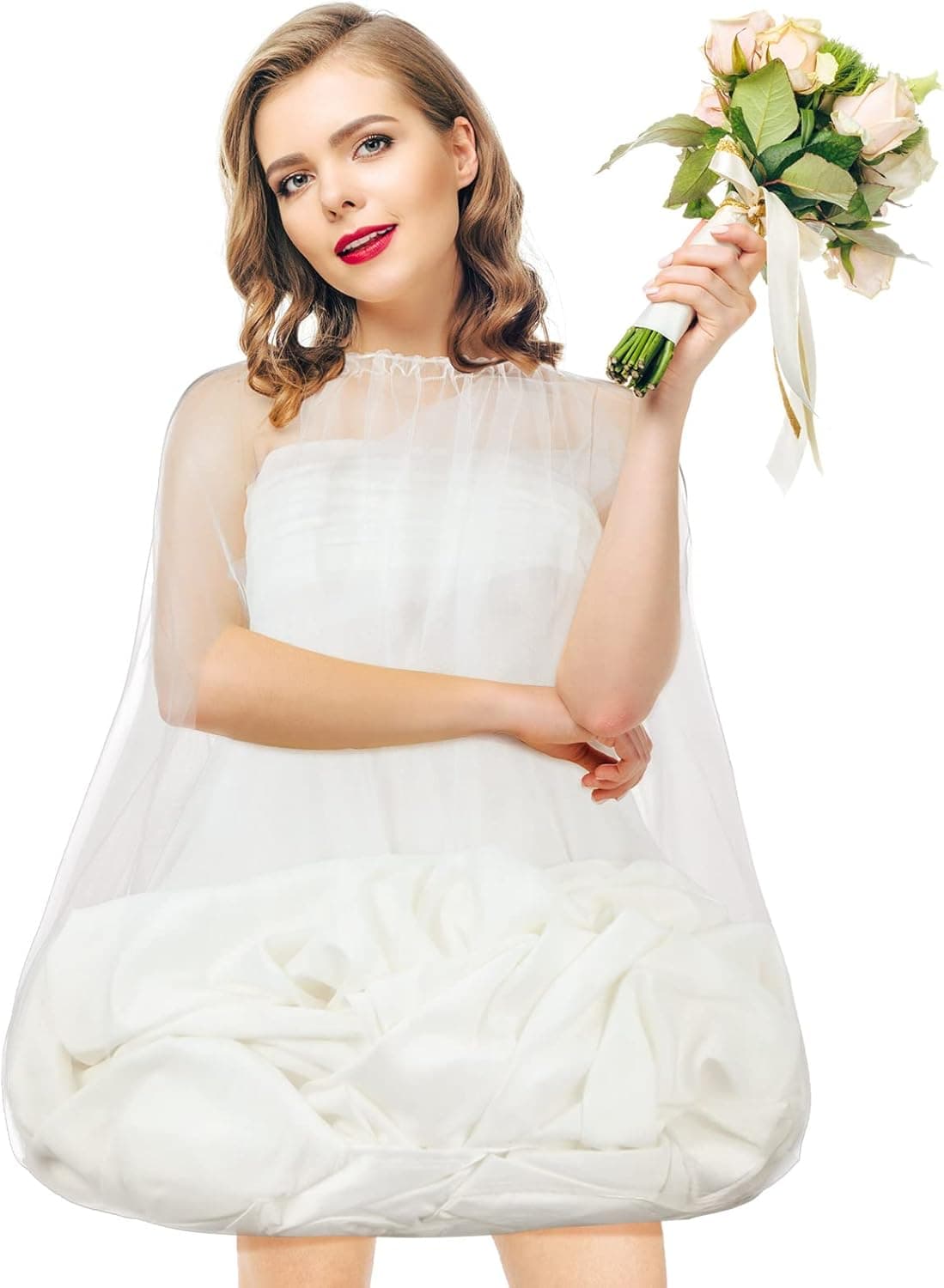 JenPen Wedding Gown Underskirt Drawstring Bride Buddy White Bridal Underskirt for Dresses Toilet Petticoat for Wedding Dress