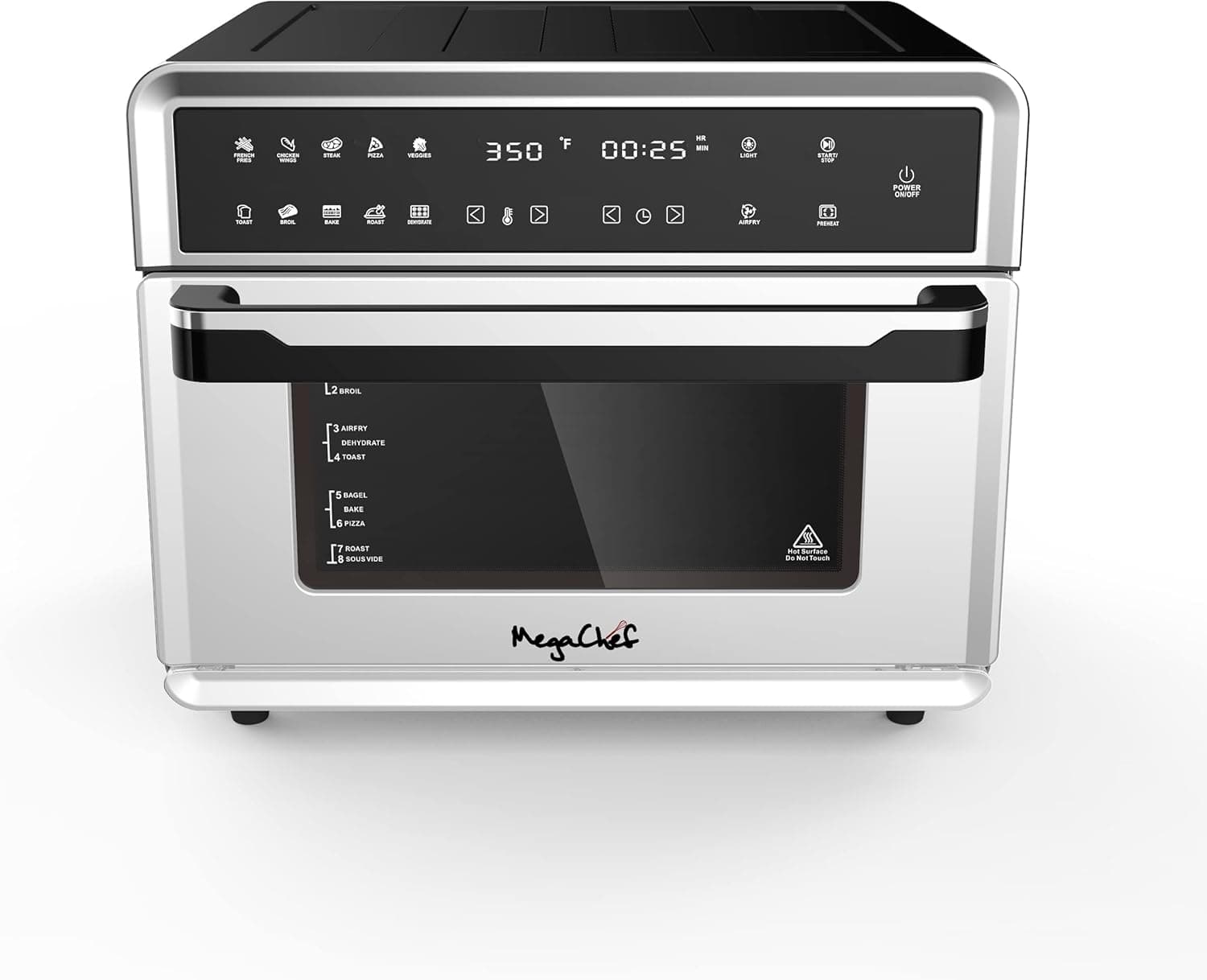 MegaChef 10 in 1 Electronic Multifunction 360 Degree Hot Air Technology Countertop Oven in White