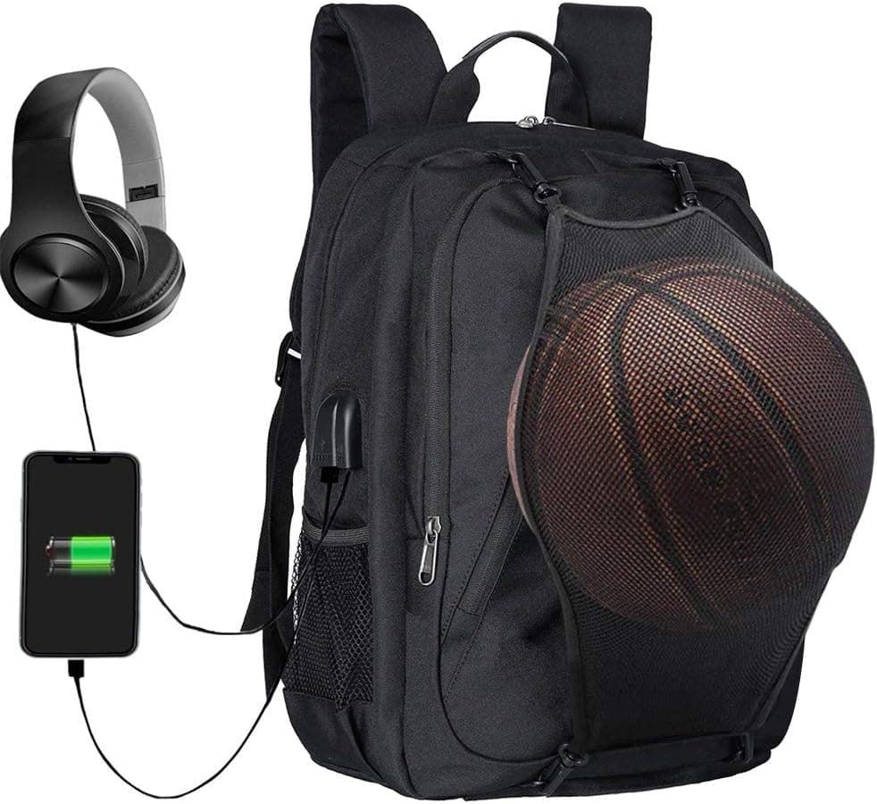 Basketball Laptop Backpack USB Charging Computer Business Travel Bag Gifts for Men & Women
