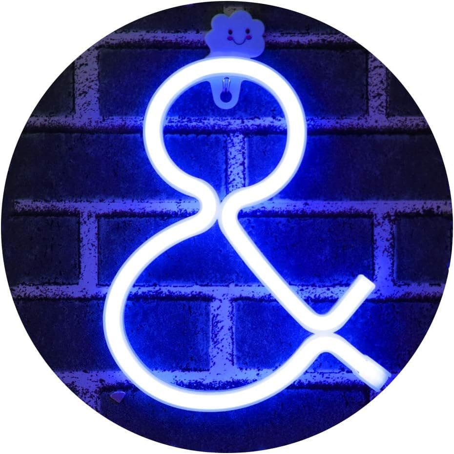 Light Up Letters Neon Signs, Ampersand blue Marquee Letter Lights Wall Decor for Christmas, Birthday Party, Bar Valentine’s Day Words-blue Letter &