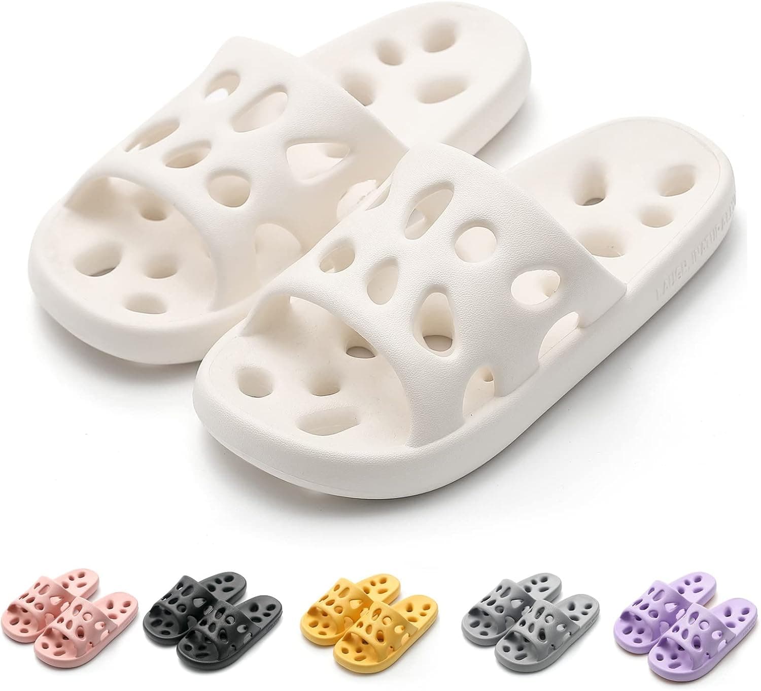 kissxiaoya Shower Slippers for Men Women, Quick Drying Bathroom Slippers with Holes, Non-Slip Soft Lightweight House Slippers Indoor Home Bedroom Pool Spa Guest College Dorm
